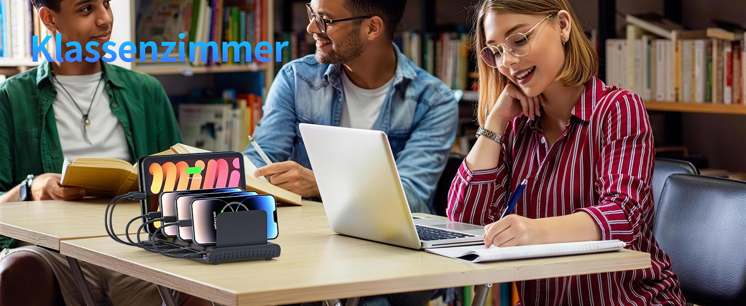Зарядний пристрій Alxum 60W USB багатопортовий на 10 портів (8 USB-C + 2 USB-A) для телефонів, планшетів, Kindle – чорний