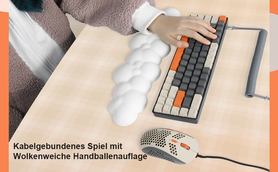 Ігровий комплект YINDIAO T8: механічна клавіатура 68 клавіш TKL + миша з RGB підсвічуванням, USB-C, 6400 DPI, для PC/PS5, сірий