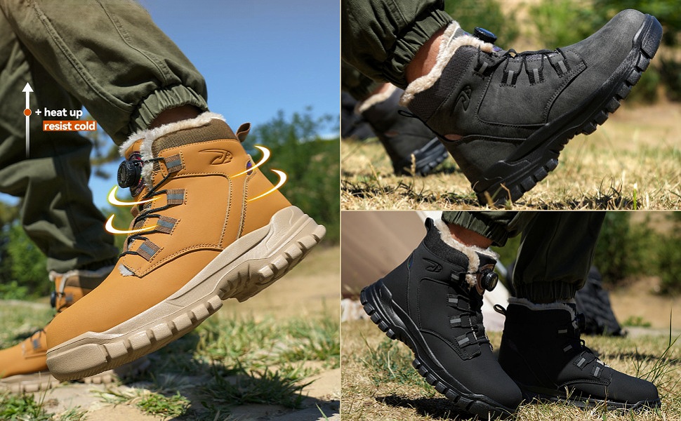 Зимові захисні черевики: чоловічі та жіночі робочі черевики з поворотним замикачем, неслизькі, зі сталевим підноском, водонепроникні, теплі, чорні, 42 EU