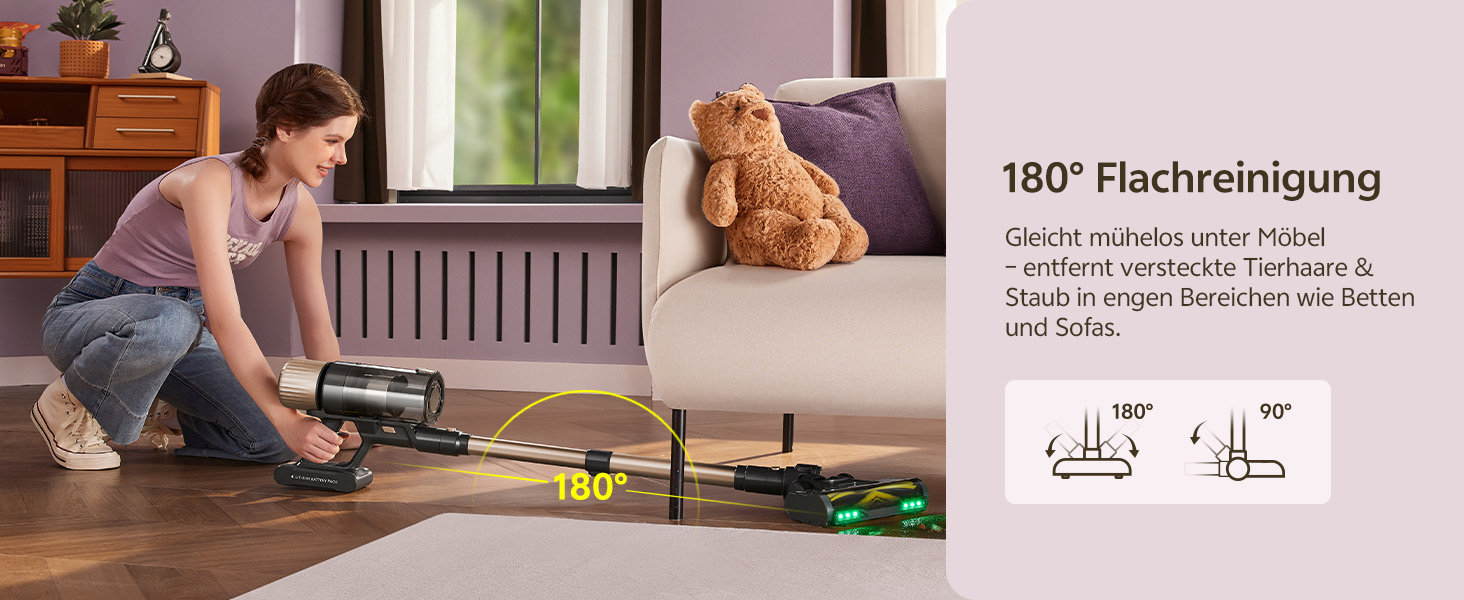 Бездротовий пилосос Ultenic з акумулятором, 600W, 55000Pa, 65 хвилин роботи, GreenEye технологія, телескопічна труба, самостійна парковка, 6-шарова фільтрація, щітка Anti-Tangle, для шерсті тварин/килимів/твердих підлог