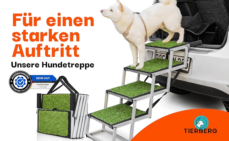 Сходинки для собак у машину, дім, на вулицю, складні - з штучним газоном, до 70 кг, 67 см