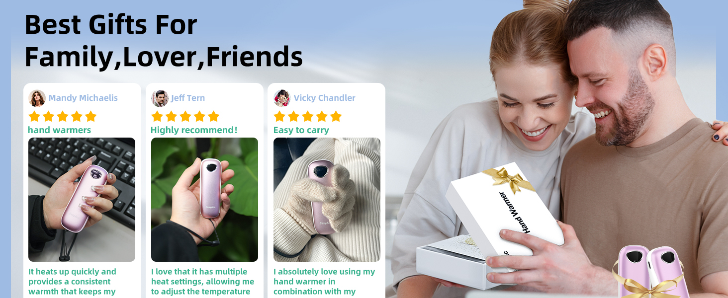 Електричні грілки для рук EasyAcc 10000mAh, 2 шт. з LED-дисплеєм, 3 режими нагріву, для кемпінгу, полювання, Рейно