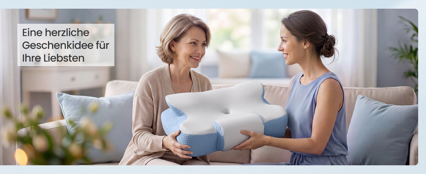 Подушка SONGMICS ергономічна з Memory Foam, регульована висота, для сну на боці, спині та животі, колір: блакитно-білий (TBP051GZ02)