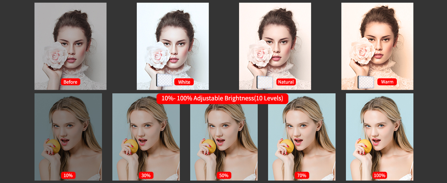 LED-відеолампа Newmowa NMW-80AI для селфі, TikTok, відеоконференцій та макіяжу, з датчиком світла