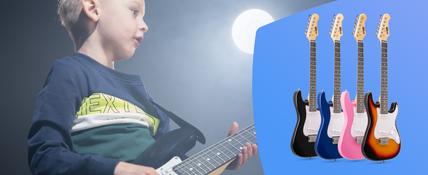 Електрогітара Max GigKit: Комплект для початківців з підсилювачем 40W, чохлом, медіатором, ременем, тюнером та кабелем (4/4, 3/4 Junior)