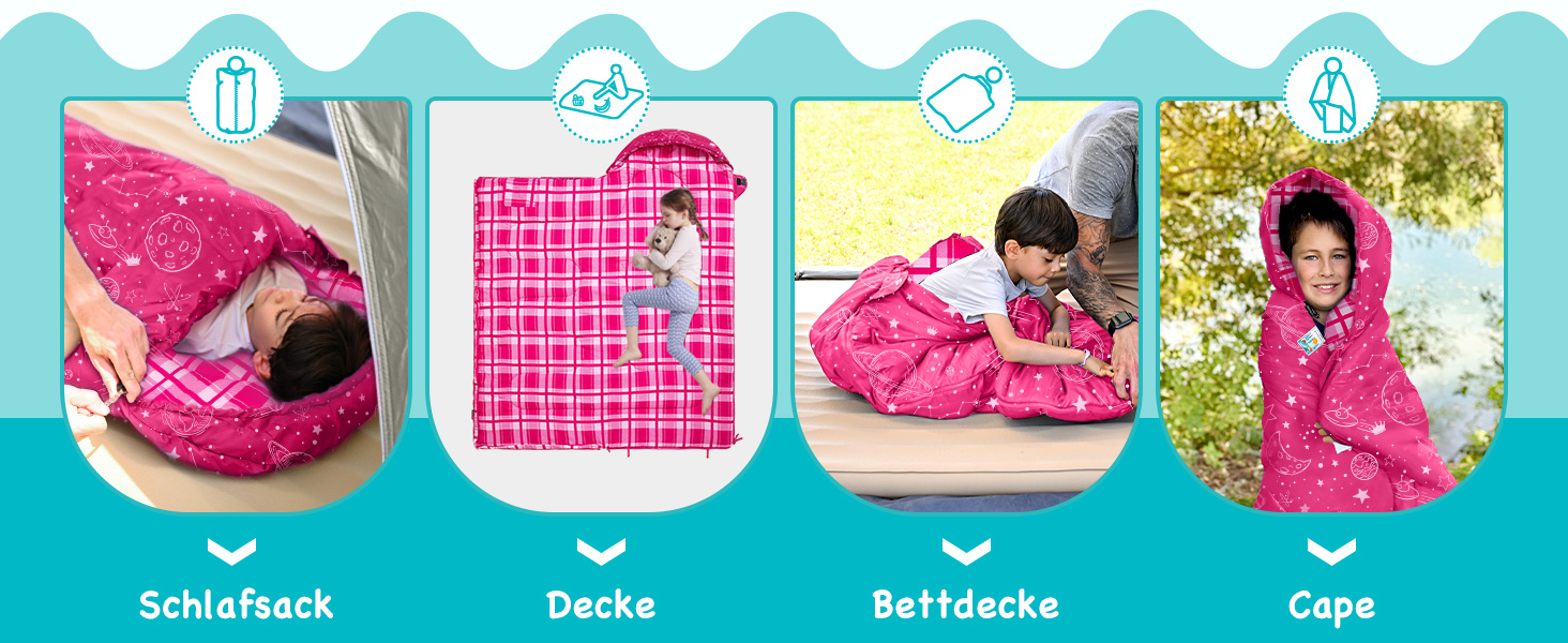 KingCamp Kids Sleeping Bag - Winter Warmth, 3-4 Season Comfort for Camping & Trekking - 170x70cm, 7°C Rating, Adjustable Length