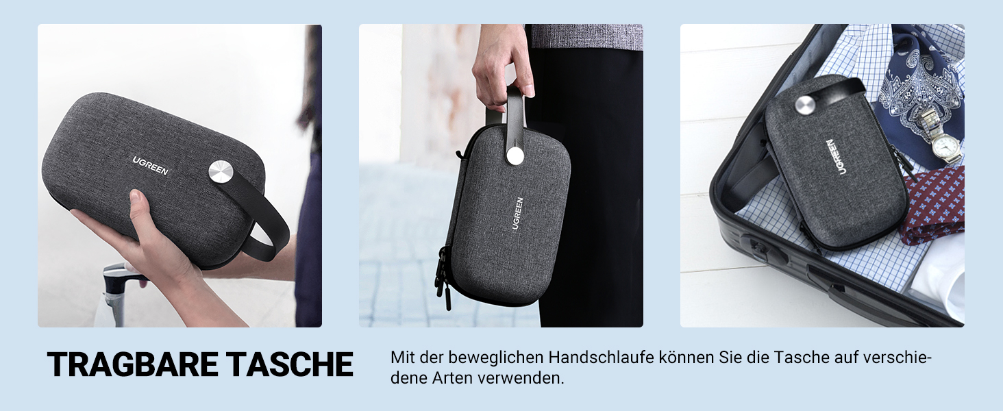 Організатор для електроніки UGREEN: водонепроникний кейс для кабелів, зарядних, power bank та аксесуарів (23 x 14 x 8 см)