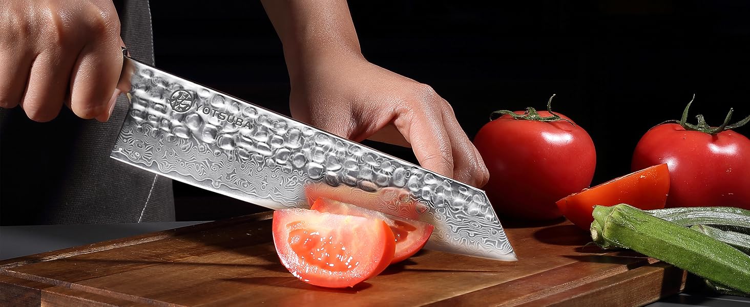 Кухонний ніж YOTSUBA Hackmesser 18 см, кухонний тесак, професійний ніж для м'яса та овочів, з ергономічною ручкою Pakkawood