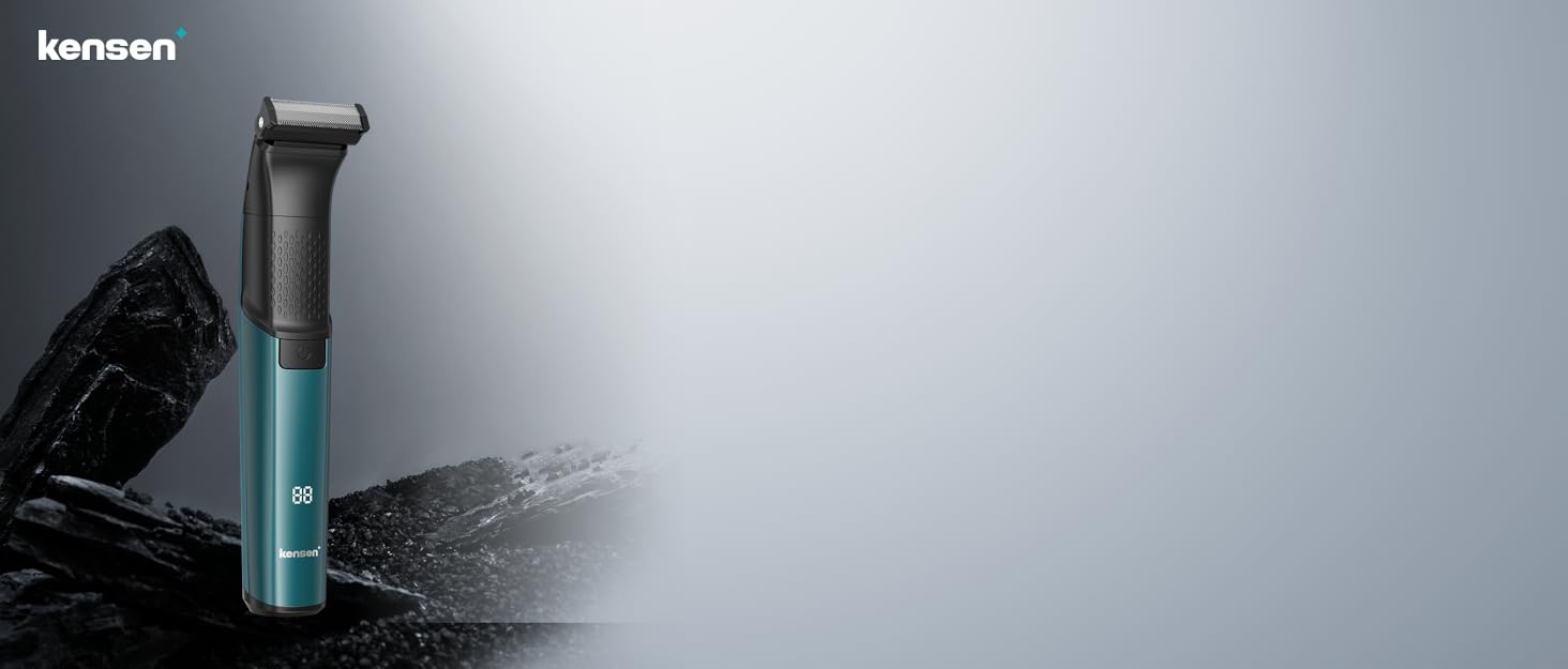 Триммер для тіла Kensen 2-в-1 для чоловіків: для особистої гігієни, тіла, обличчя. З насадкою, для сухого та вологого гоління, USB-C, зелений