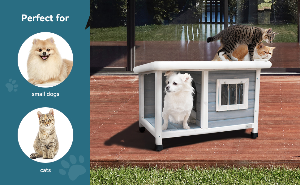 Будинок для собак Petsfit з балконом та терасою, вулиця, 85x62x52 см, сірий