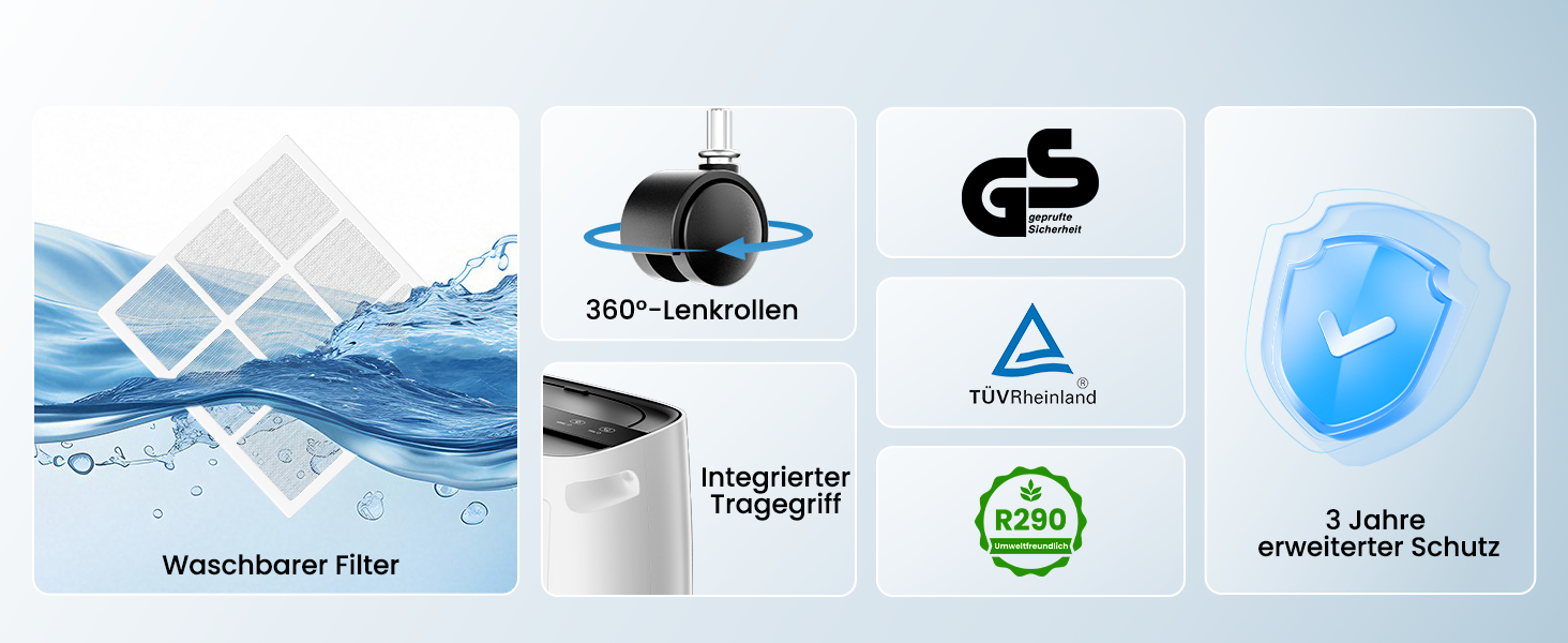 Електричний осушувач повітря 25л/день, 50㎡, з керуванням через додаток та сенсорною панеллю, для підвалу, бак 3,7л, зливний шланг, 47дБ, таймер 24г, дитячий замок, гарантія 3 роки (15л/день)