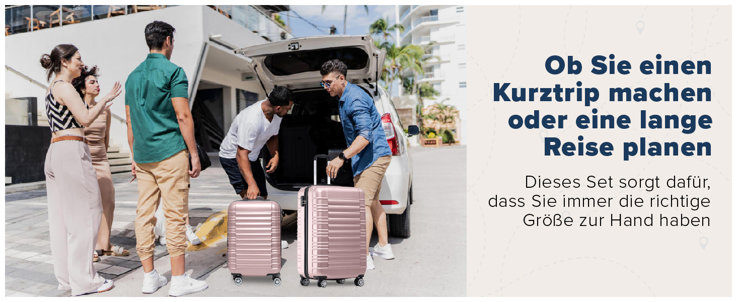 Набір валіз TRVLMORE 3 в 1: велика, середня, маленька, сірий колір, з жорсткою обшивкою, 55x40x20 см (Handgepäck)