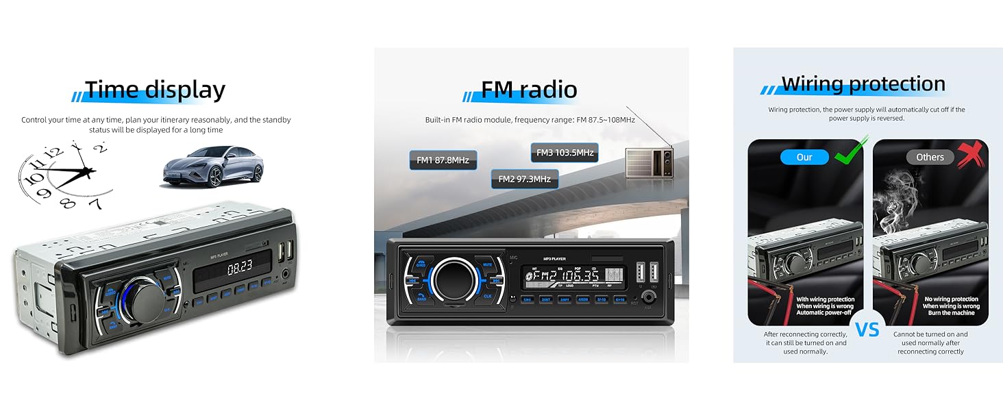 Автомагнітола M.I.C.D3307 з DAB+, Bluetooth, FM-радіо, USB, microSD, AUX, мікрофоном, керуванням з керма, 1 DIN, підтримка MP3/WAV, зарядка смартфона