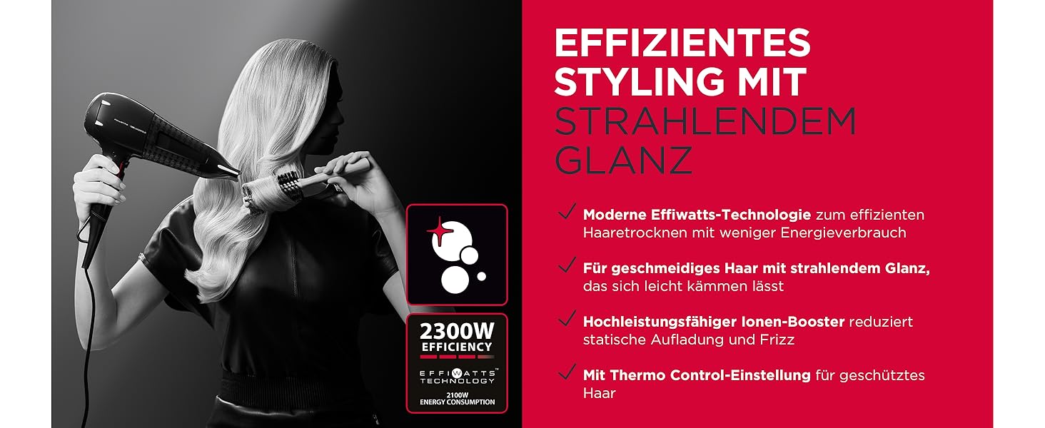 Фен Rowenta x Karl Lagerfeld Studio Dry CV581L: Ефективність та стиль, 6 режимів, Thermo Control, чорний/червоний