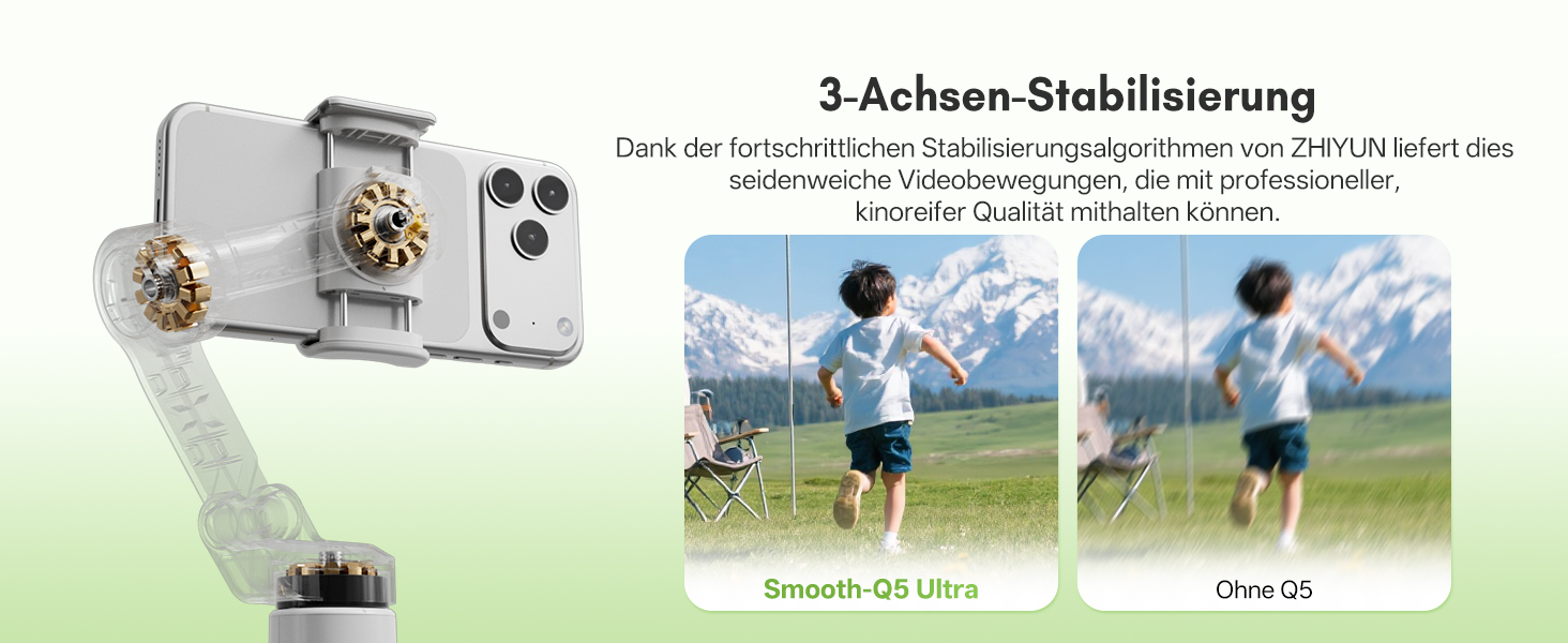 ZHIYUN Smooth Q5 Ultra Combo: Стабілізатор для смартфона з AI-трекінгом, керуванням голосом, пультом ДУ та світлом, 13.5год роботи, 3-осьовий