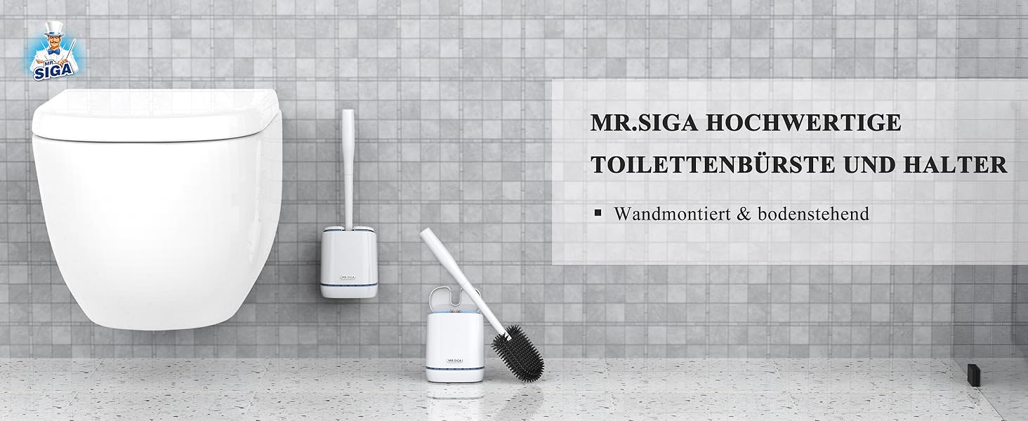 Набір для чищення унітазу Mr.Siga з тримачем, настінний, білий