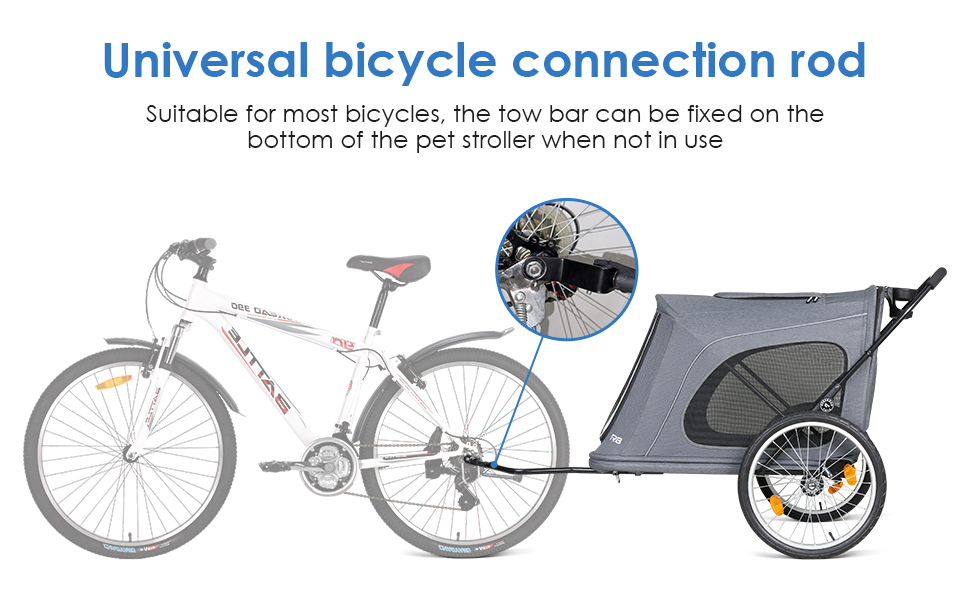 Beberoad 2-в-1 Причіп для собак на велосипед та візок, складаний для тварин до 45 кг, R8 (Чорний)