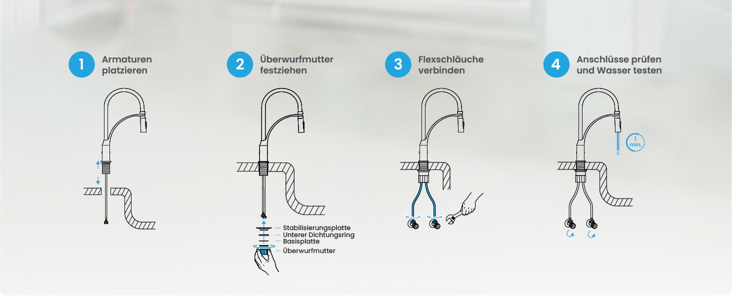 Кухонний змішувач Bächlein Nedo – поворотний на 360° з нержавіючої сталі, з гнучкою голкою та виливним гусаком з перемикачем, для кухні (гнучкий)