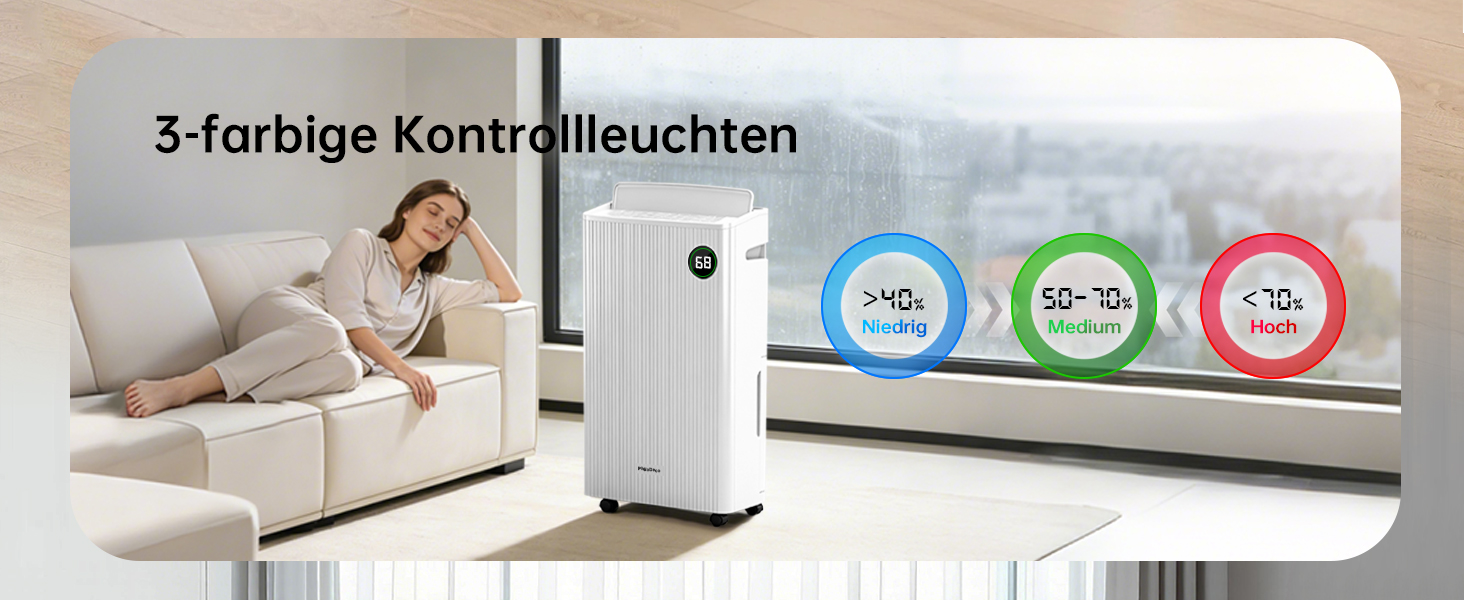 Електричний осушувач повітря 20L для підвалу та кімнат, тиха робота 39dB, таймер, шланг 1м, гарантія 10 років