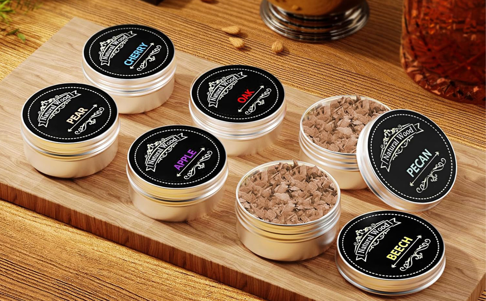 Портативний електричний димогенератор для віскі - багатофункціональний набір для коктейлів з 6 дерев'яними трісками (без бутану) з вбудованим запальничкою