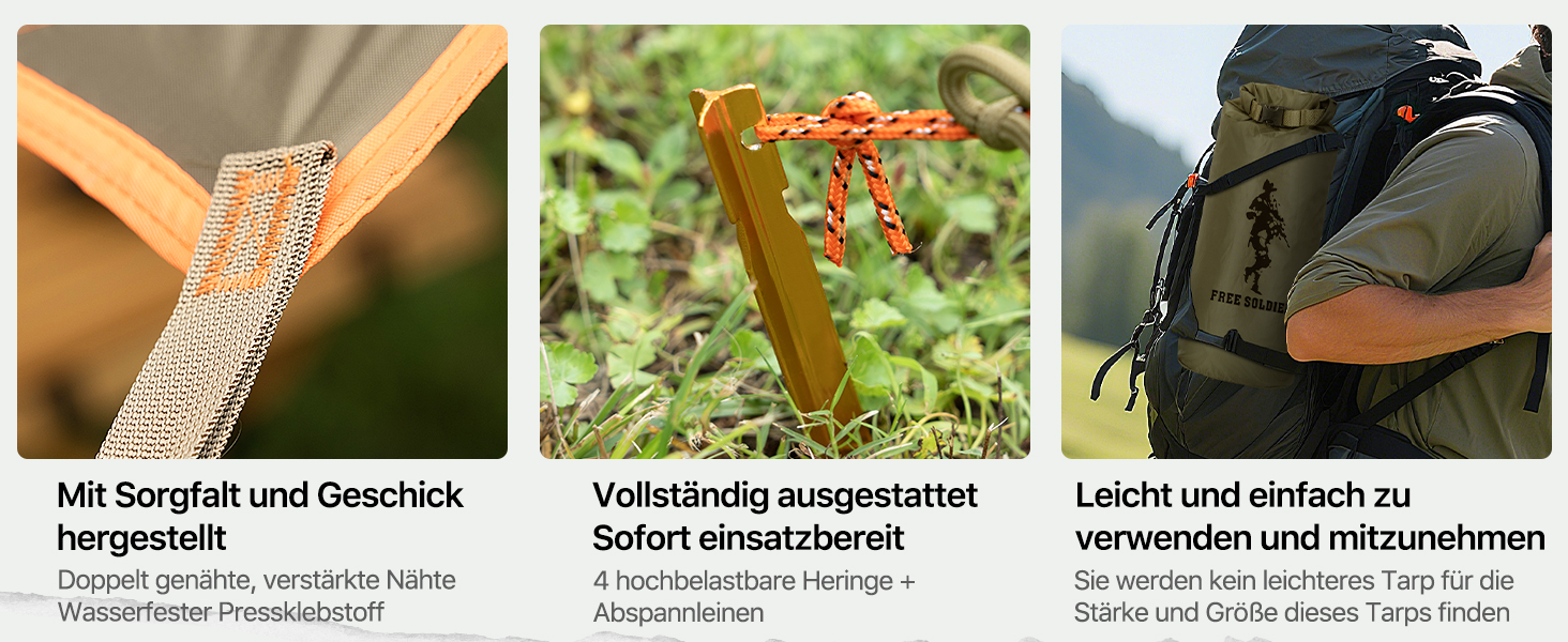 Тент FREE SOLDIER 3x3.2м: ультралегкий, водонепроникний, з UV-захистом для кемпінгу та активного відпочинку (армійський камуфляж)