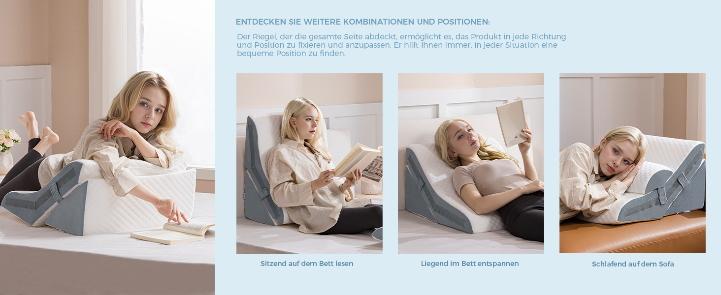 Ортопедичний набір подушок-валиків 3-в-1 для підтримки ніг, колін, профілактики апное та болю в спині. З піною з пам'яті.