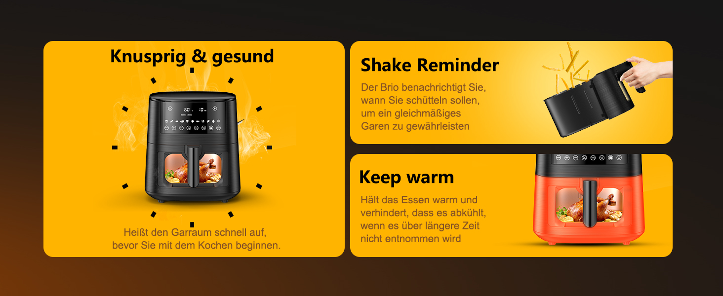 Фритюрниця повітряна Airfryer 7.2L, 11-в-1 з вікном, функція підігріву, розморожування, нагадування про струшування та таймер, здорова без олії, приготування з низьким вмістом жиру