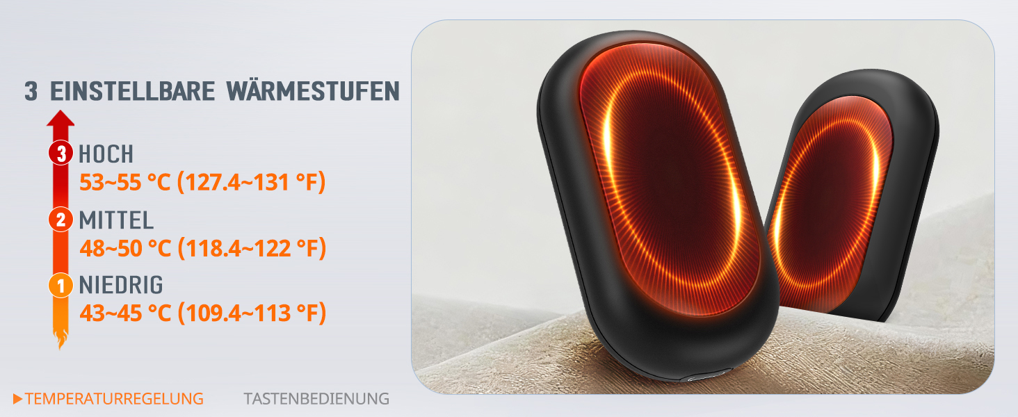 Електричні грілки для рук HOAMZ (2 шт.) з магнітом, безпечні та надійні. 3 режими нагріву до 55°C, швидкий нагрів за 3 секунди, компактні, ідеальні для рукавичок, подарунок для чоловіків та жінок