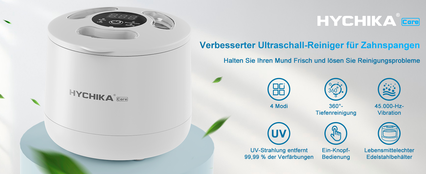 Ультразвуковий очищувач для кап, з УФ-стерилізацією 45 кГц, 4 режими - для кап, брекетів, елайнерів (білий)