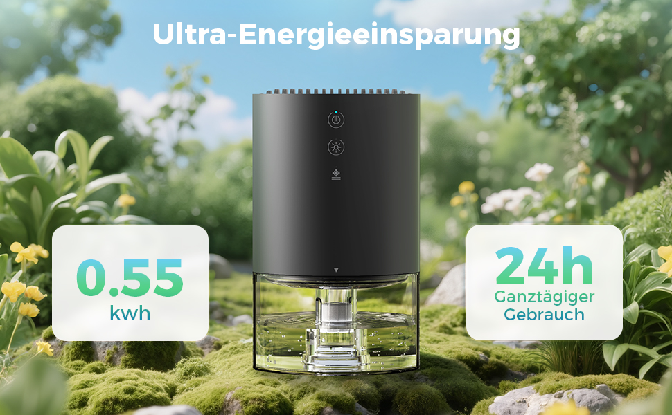 Електричний осушувач повітря AROEVE 990мл з 7-кольоровим підсвічуванням, автоматичним вимкненням та захистом від пролиття - для дому, шафи, ванної кімнати та кухні