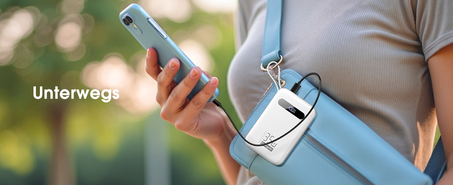 Powerbank 20000mAh з PD 35W, USB-C кабель, LED дисплеєм для iPhone, iPad, Samsung Galaxy та Huawei