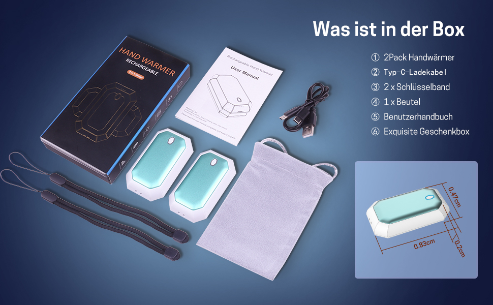 Електричні грілки для рук, 2 шт., 4000mAh, портативні, для активного відпочинку, кемпінгу, полювання, гольфу, зимові подарунки для жінок, чоловіків, сімей (блакитний)