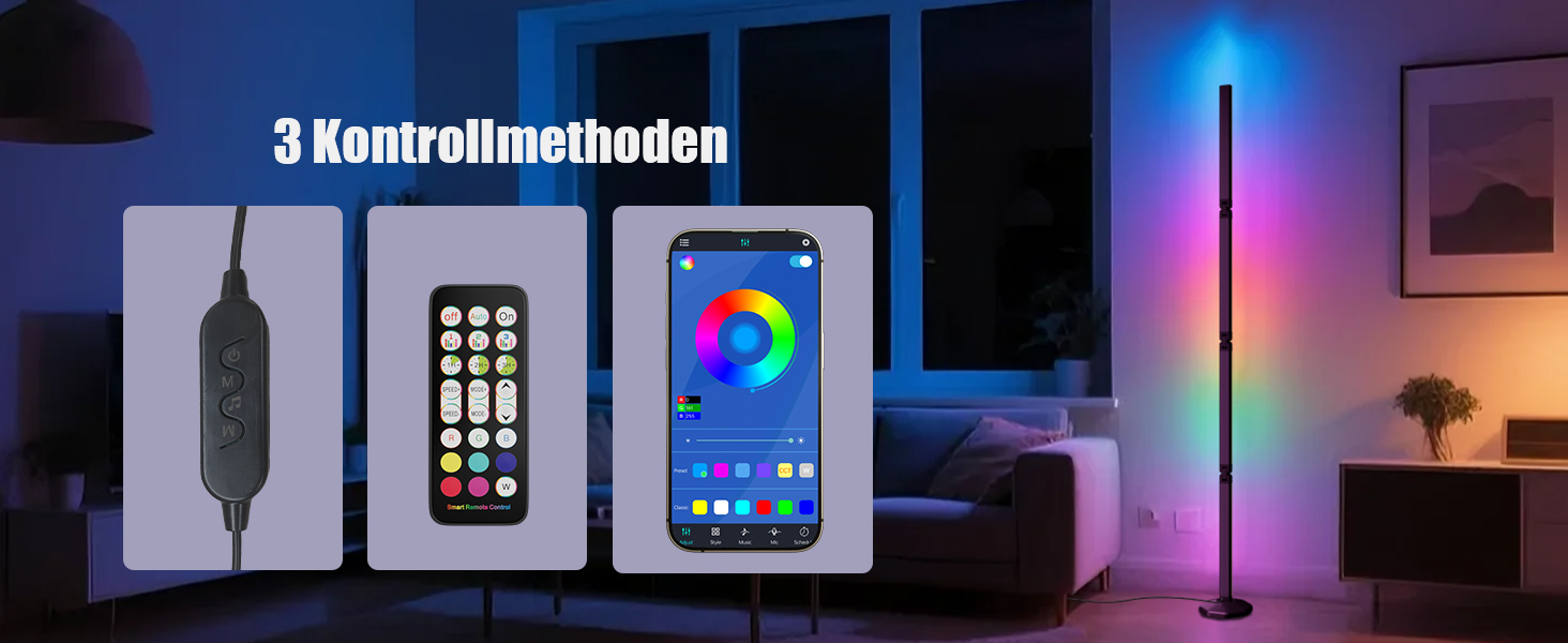 LED лампа Electight RGB для столу з регулюванням яскравості, 800 люмен, складний дизайн, пульт дистанційного керування та додаток, 16 мільйонів кольорів, 99 режимів, синхронізація з музикою та таймер, для читання, офісу та ігор (170см)