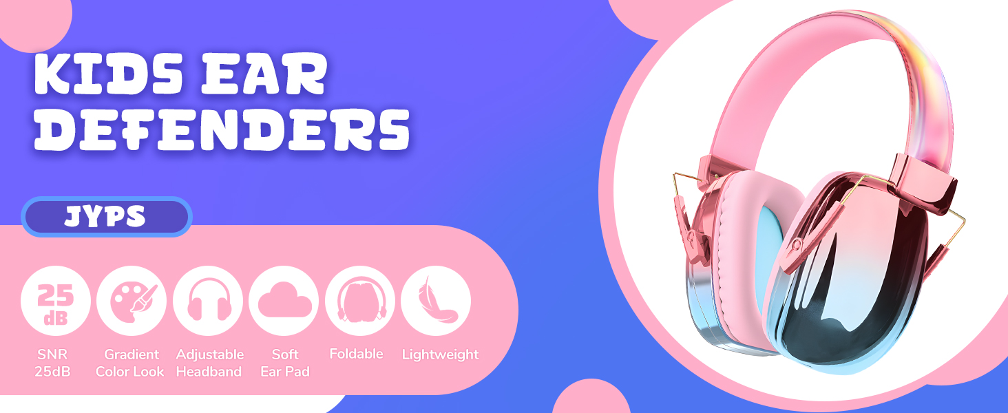 Навушники для захисту від шуму для дітей JYPS, SNR 25dB, блакитні. Захист вух для школи, концерту, будівництва, для аутистів та дорослих
