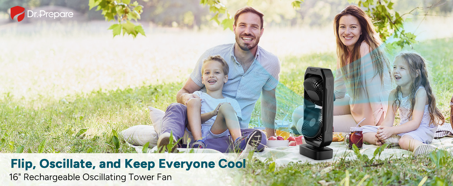 Настільний вентилятор DR.PREPARE: компактний, 40 см, 3 швидкості, осциляція 105°, таймер, для спальні, офісу, кухні (чорний)