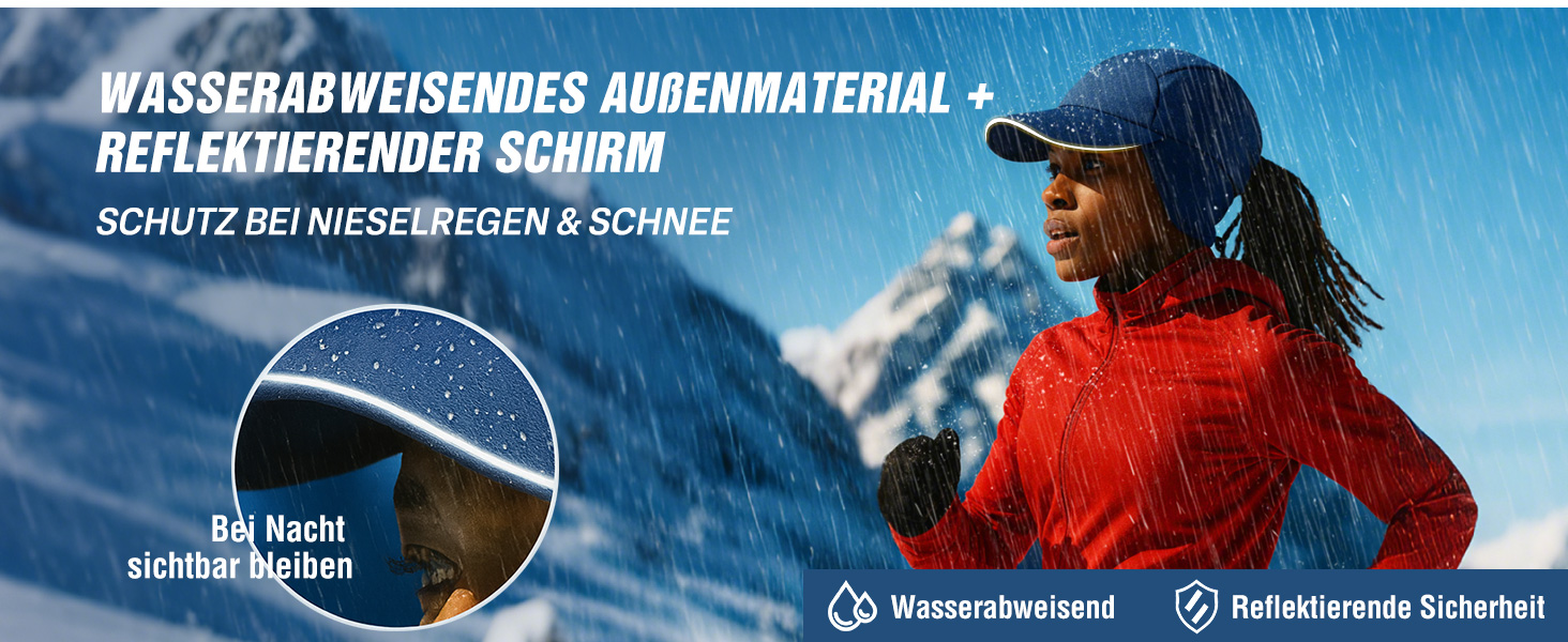 Водонепроникна шапка-базовка з відкидною козирком для бігу та зимових видів спорту, TOP-EX, L-XL, червона