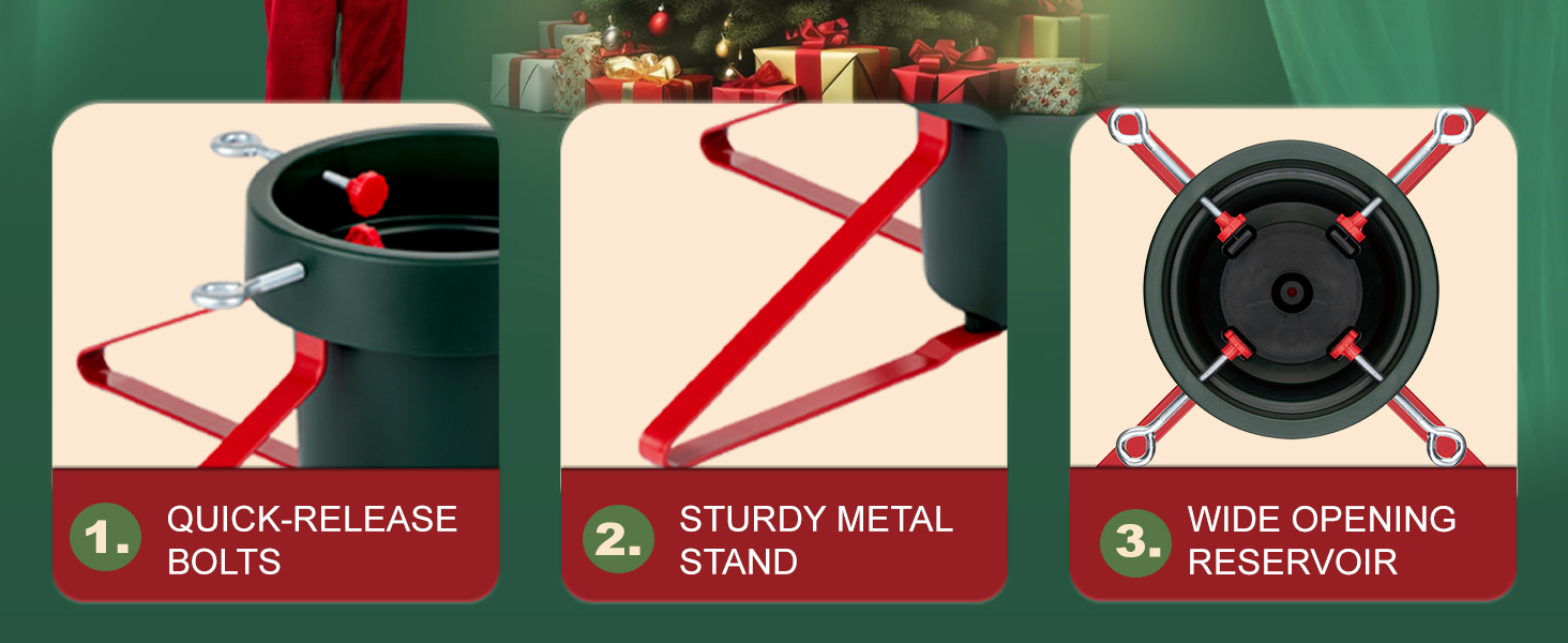 Підставка для ялинки з водою PUDO: міцна, для ялинок до 2,5м, зелений колір