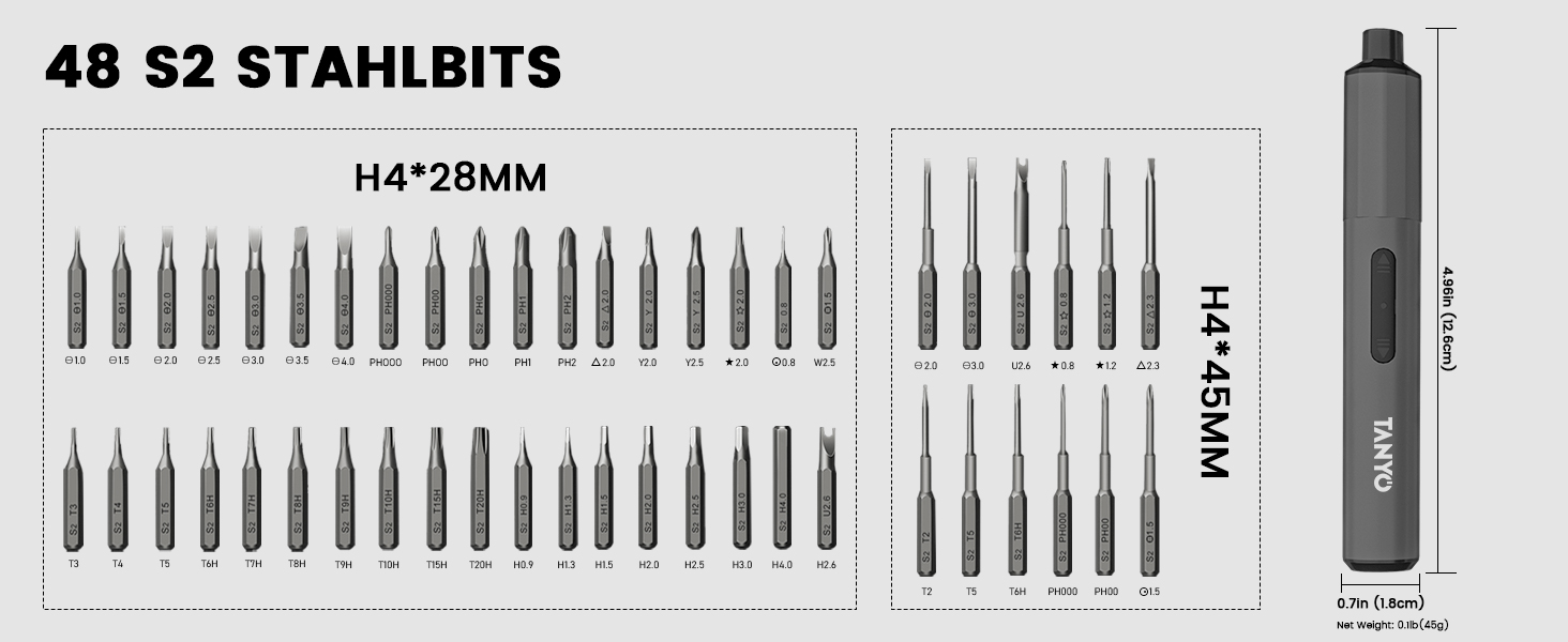 Набір мініатюрної електричної викрутки TANYO 51 в 1 з акумулятором 400mAh, LED-ліхтариком, для ремонту iPhone, ноутбуків, окулярів, годинників (чорний)