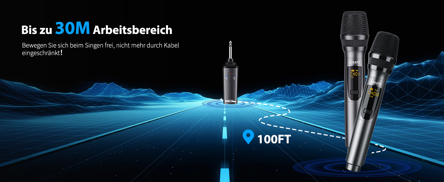 Бездротовий мікрофон Lekato K380S: 30 годин роботи, для караоке, DJ, подій, весіль
