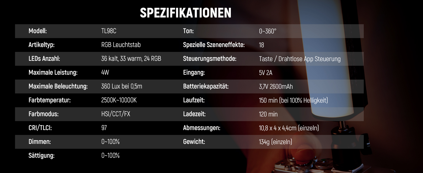 NEEWER LED відеоліхтар з магнітним кріпленням та штативом, RGB, 2500-8500K, 2500mAh, для фото- та відеозйомки, TL96RGB (TL98C (3 шт.))