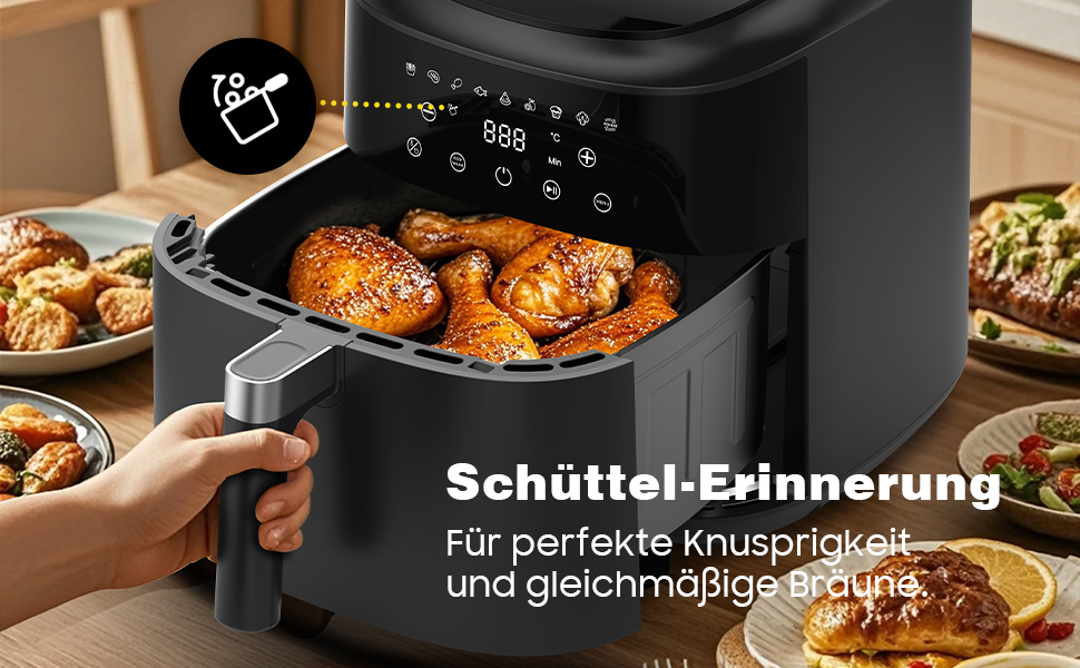 Аерофритюрниця XXL 9л Heißluftfritteuse 2350W з 9 програмами, LED дисплеєм, підтриманням тепла, металевим внутрішнім простором для сімейних страв