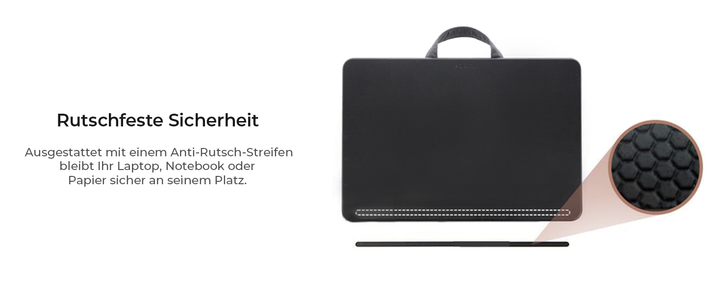 Підставка для ноутбука на колінах, колінцевий столик з подушкою, L – дерев'яний вигляд (M – PU), 30.5 x 57 x 4.5 см