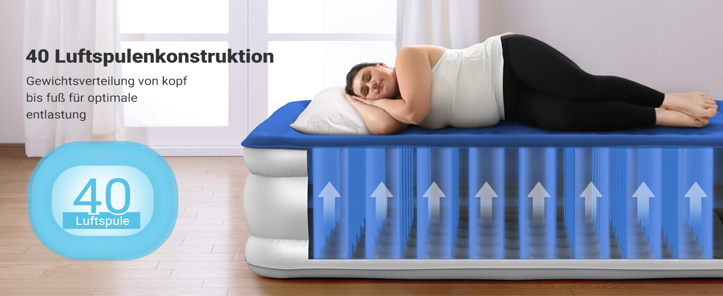 Надувне ліжко iDOO для 2 осіб з вбудованим електричним насосом, самонадувна повітряна матрац, 33 см, для кемпінгу, гостей, подорожей та дому (152x203x46 см)