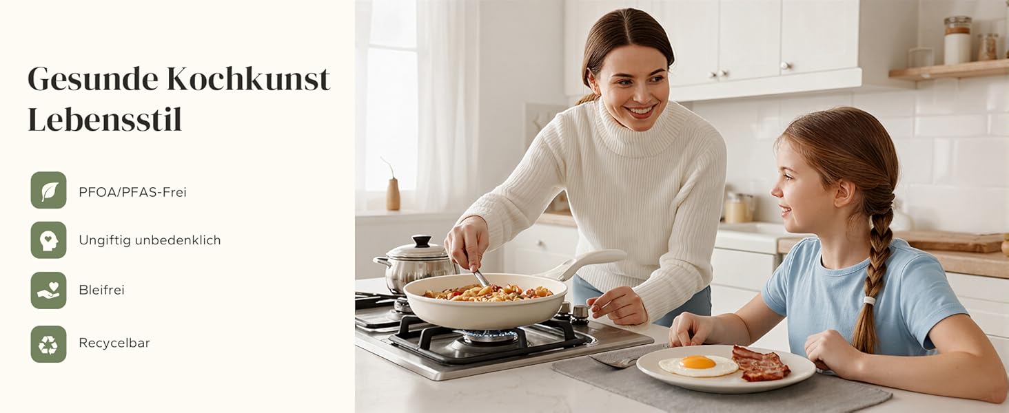 Набір посуду Redchef: 11-ти частинний набір каструль та сковорідок з керамічним покриттям, індукційний, PTFE-free, PFAS-free, для всіх типів плит, безпечний, миється в посудомийній машині (Бежевий)