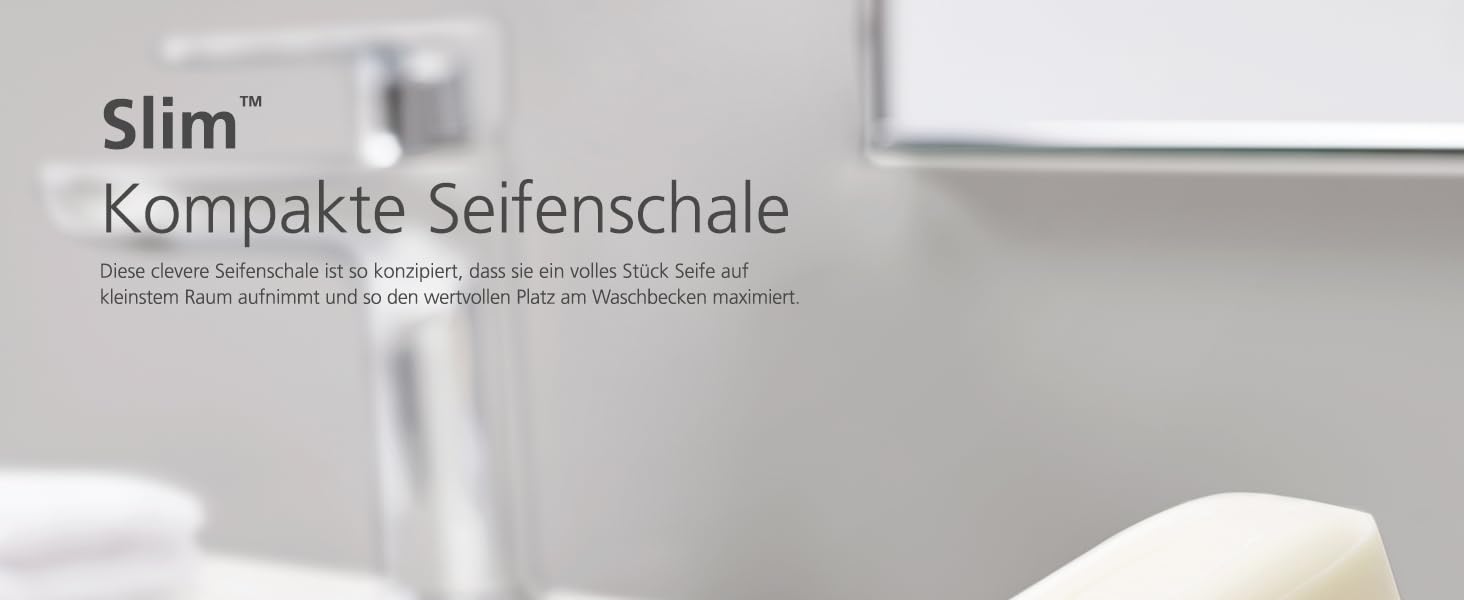 Мильниця Joseph Joseph Bathroom Slim – компактна з антиковзною основою, білий/сірий колір