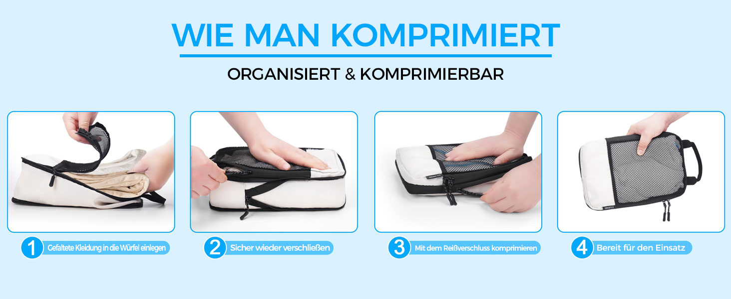 Набір кубиків для пакування багажу BAGLHER - органайзери для подорожей, водонепроникні, бежеві