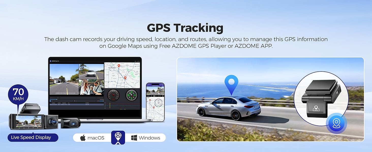 Відеореєстратор AZDOME M550 MAX 4K+ з двома камерами, WiFi, GPS, нічне бачення, паркувальний режим, 64GB SD, WDR, G-сенсор, 3.19”