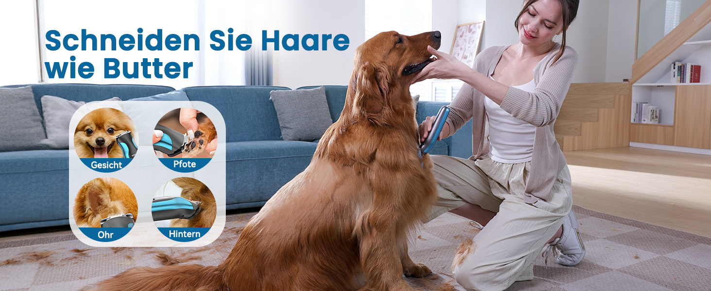 Професійна машинка для стрижки собак та котів Oneisall 2-в-1 з тримером для лап, для довгошерстих та сплутаних порід, потужна машинка для грумінгу