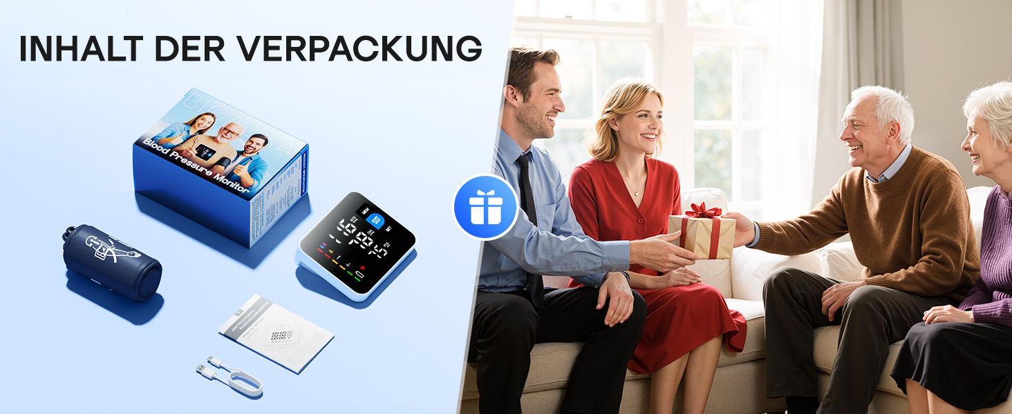 Тонометр на плече Oberarm з голосовим оповіщенням, LED-дисплеєм, для обхвату плеча 22-42 см, пам'ять на 3 користувача, зарядка Type-C, чорний