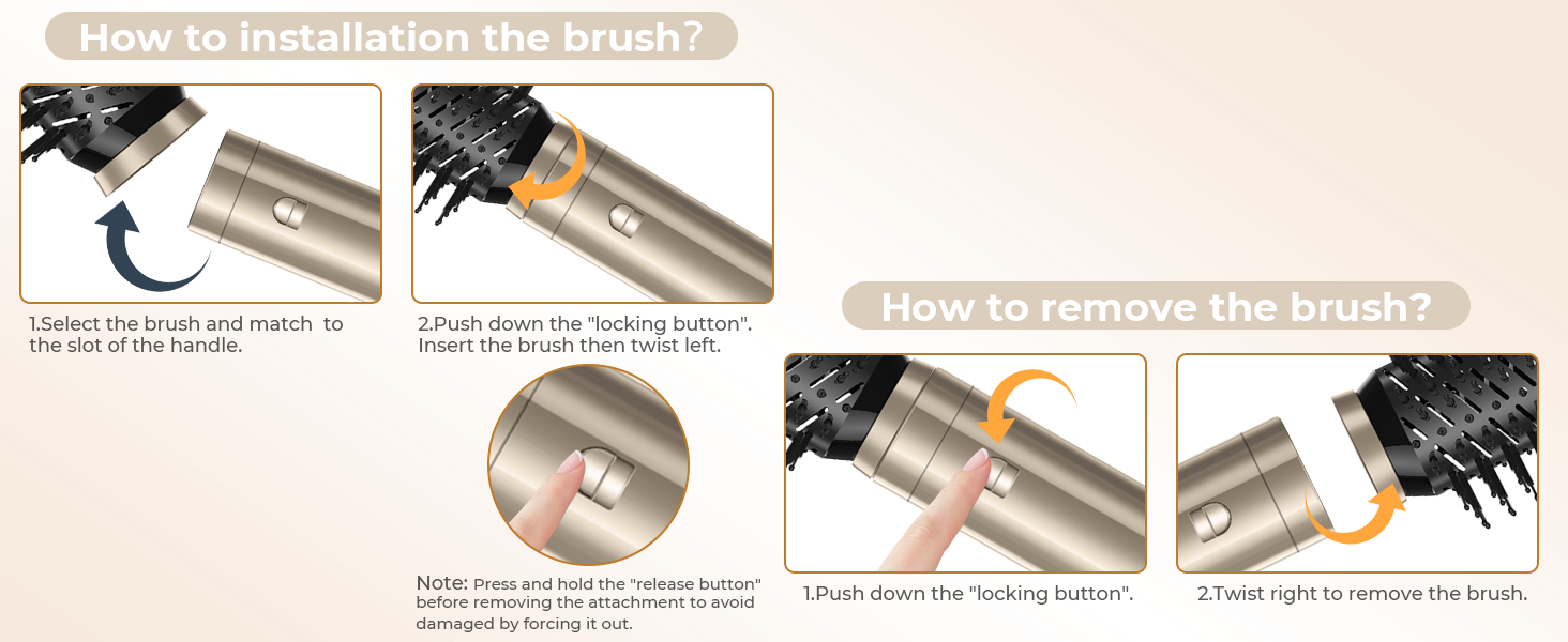 Набір для укладки волосся 6 в 1: стайлер, фен-щітка, плойка, термощітка, випрямляч, 110000 об/хв, для всіх типів волосся, золото